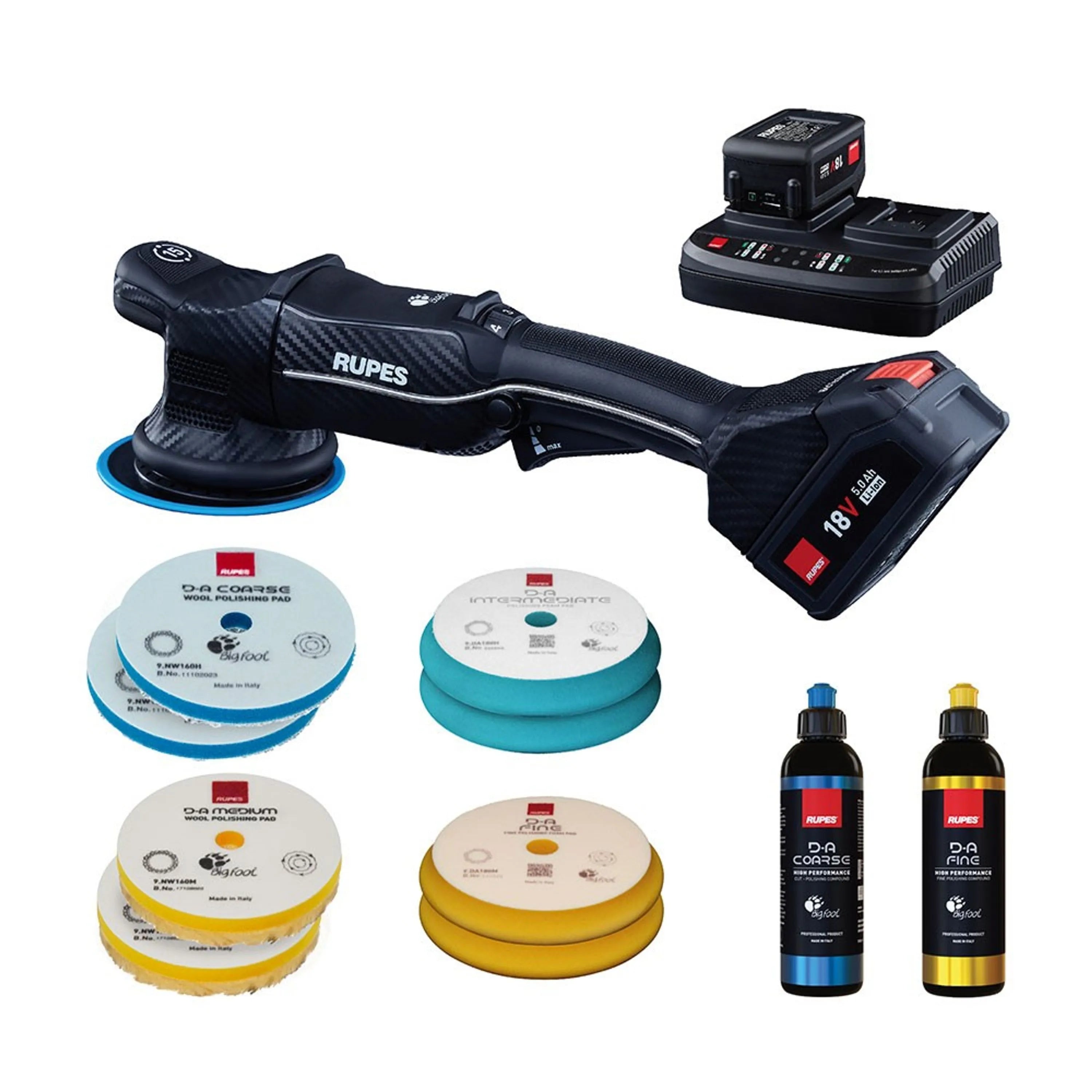 Rupes Bigfoot iBrid HLR15 18,0V - Oscillerende / DA poleringsmaskin Basic Kit